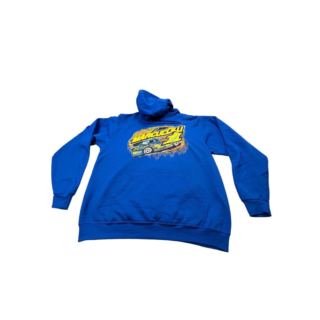 Dave Marcuccilli Mens Xlt Blue Racing Graphic Hoodie Jerzees Pit Crew